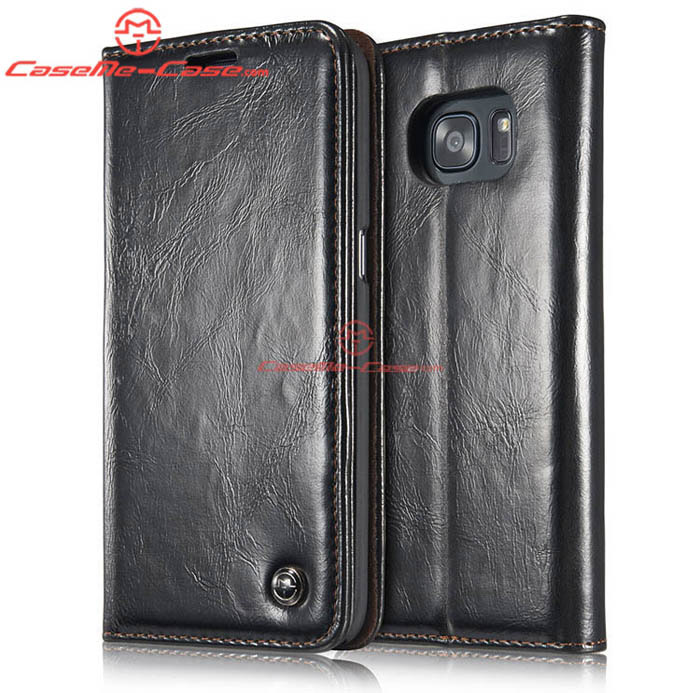 CaseMe 003 Samsung Galaxy S7 Edge Magnetic Flip Leather Wallet Case Black