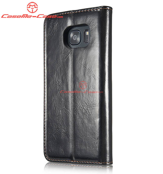 CaseMe 003 Samsung Galaxy S7 Edge Magnetic Flip Leather Wallet Case Black