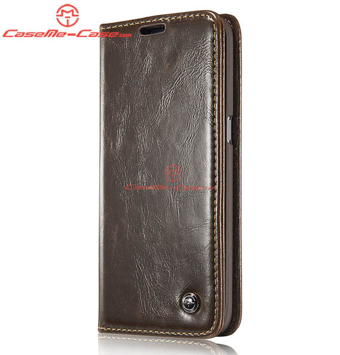 CaseMe 003 Samsung Galaxy S7 Edge Magnetic Flip Leather Wallet Case Brown