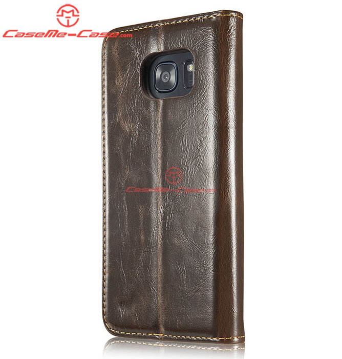 CaseMe 003 Samsung Galaxy S7 Edge Magnetic Flip Leather Wallet Case Brown