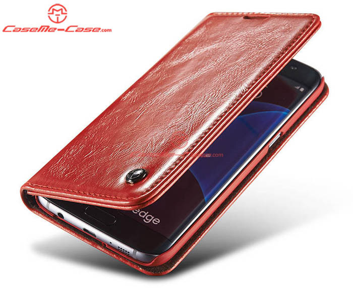 CaseMe 003 Samsung Galaxy S7 Edge Magnetic Flip Leather Wallet Case Red