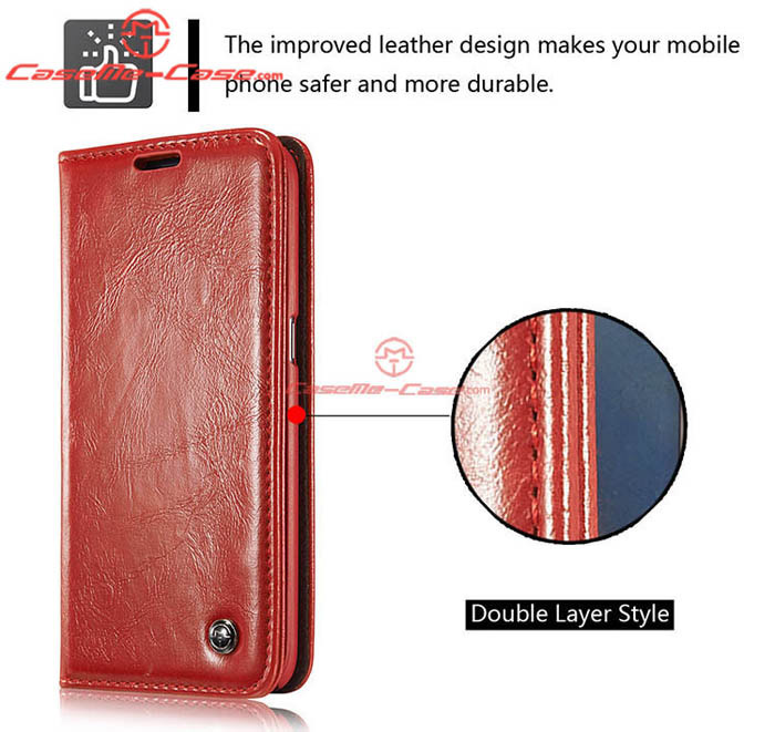 CaseMe 003 Samsung Galaxy S7 Edge Magnetic Flip Leather Wallet Case Red