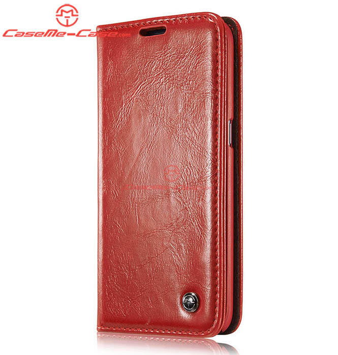 CaseMe 003 Samsung Galaxy S7 Edge Magnetic Flip Leather Wallet Case Red