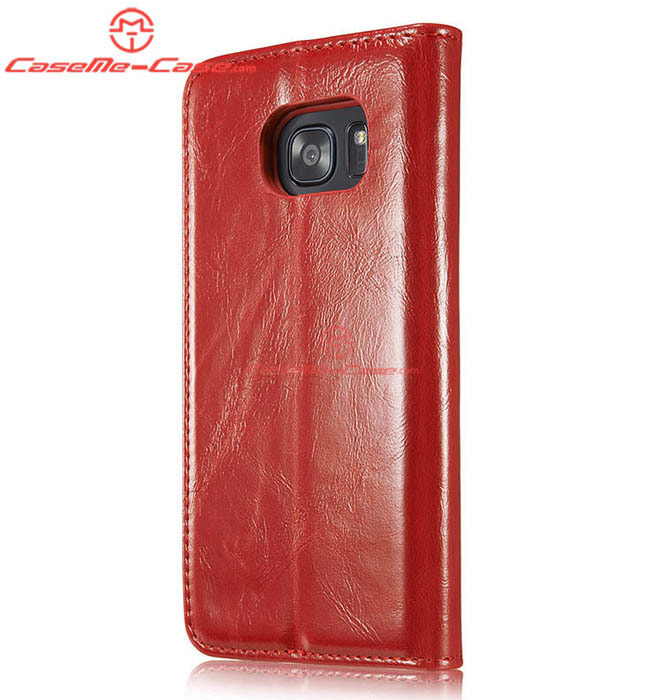 CaseMe 003 Samsung Galaxy S7 Edge Magnetic Flip Leather Wallet Case Red