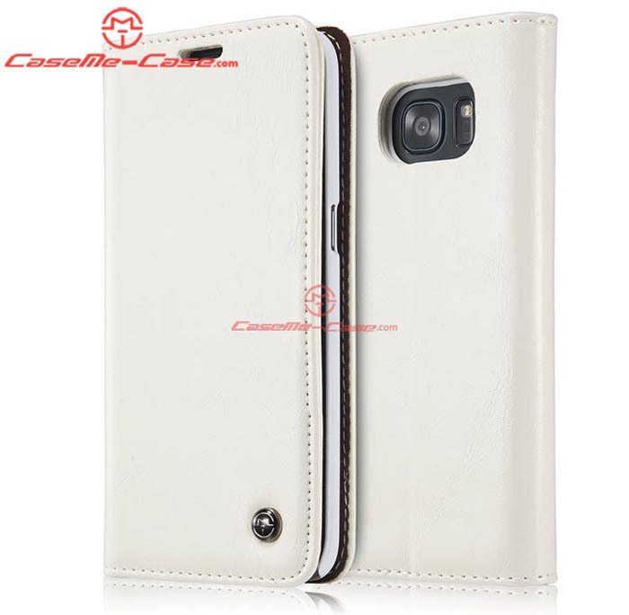 CaseMe 003 Samsung Galaxy S7 Edge Magnetic Flip Leather Wallet Case White