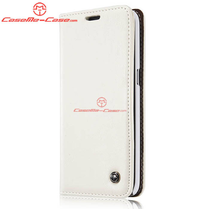 CaseMe 003 Samsung Galaxy S7 Edge Magnetic Flip Leather Wallet Case White