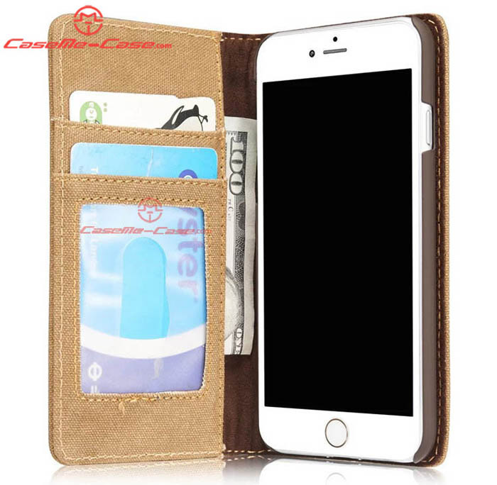 CaseMe 006 iPhone 7 Jeans Leather Stand Wallet Case Blue