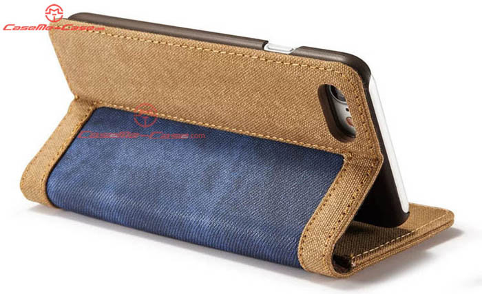 CaseMe 006 iPhone 7 Jeans Leather Stand Wallet Case Blue