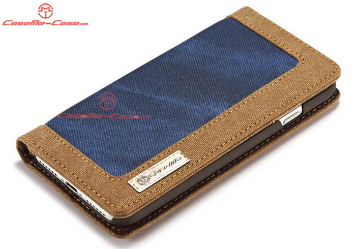 CaseMe 006 iPhone 7 Jeans Leather Stand Wallet Case Blue