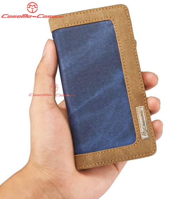 CaseMe 006 iPhone 7 Jeans Leather Stand Wallet Case Blue