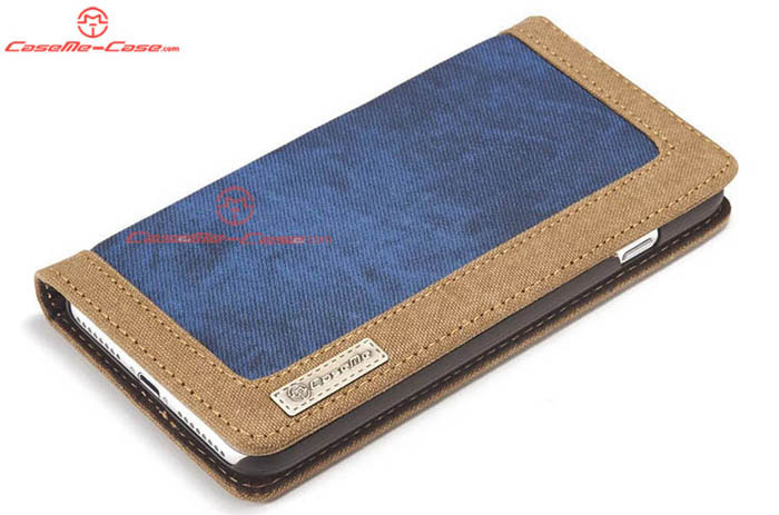 CaseMe 006 iPhone 7 Plus Jeans Leather Stand Wallet Case Blue