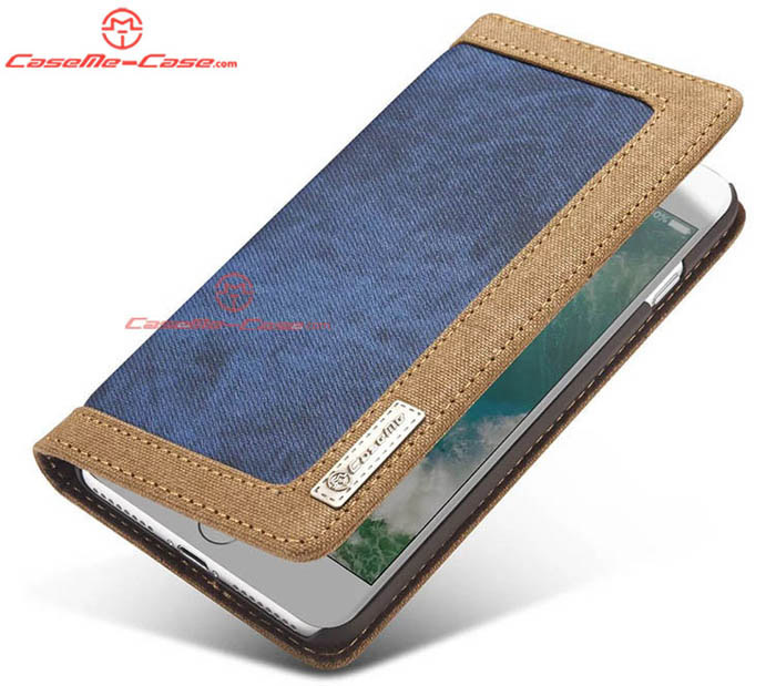 CaseMe 006 iPhone 7 Plus Jeans Leather Stand Wallet Case Blue