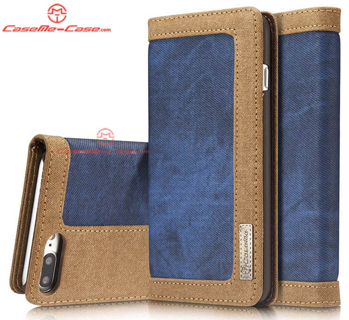 CaseMe 006 iPhone 7 Plus Jeans Leather Stand Wallet Case Blue