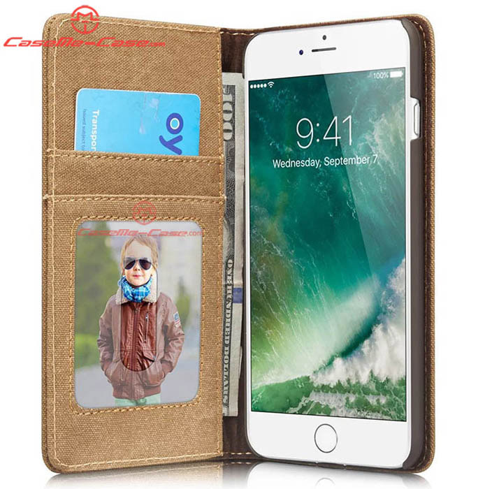 CaseMe 006 iPhone 7 Plus Jeans Leather Stand Wallet Case Brown