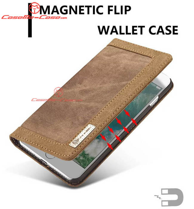 CaseMe 006 iPhone 7 Plus Jeans Leather Stand Wallet Case Brown