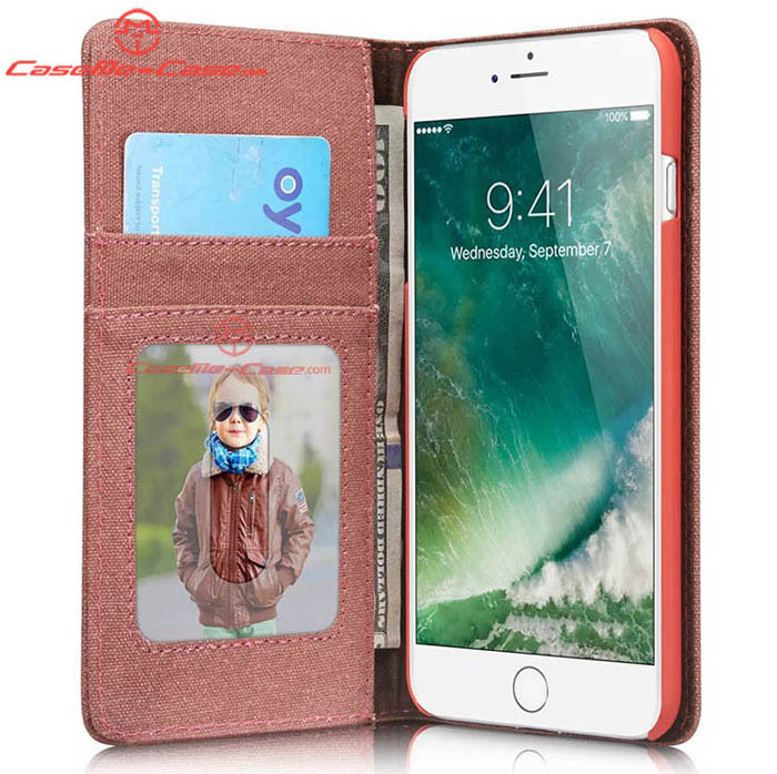 CaseMe 006 iPhone 7 Plus Jeans Leather Stand Wallet Case Red