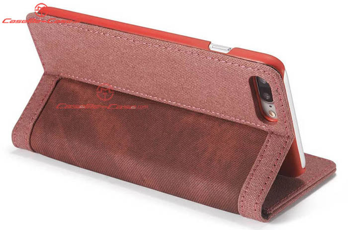 CaseMe 006 iPhone 7 Plus Jeans Leather Stand Wallet Case Red