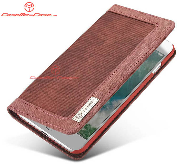 CaseMe 006 iPhone 7 Plus Jeans Leather Stand Wallet Case Red