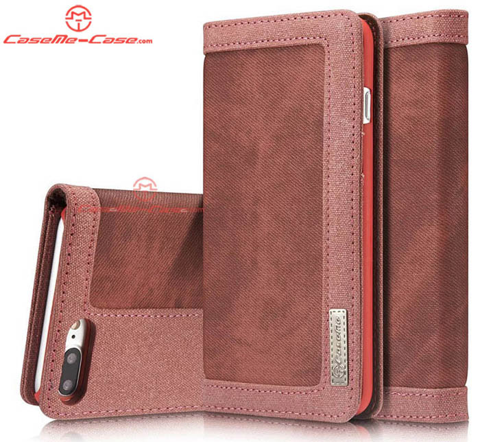 CaseMe 006 iPhone 7 Plus Jeans Leather Stand Wallet Case Red