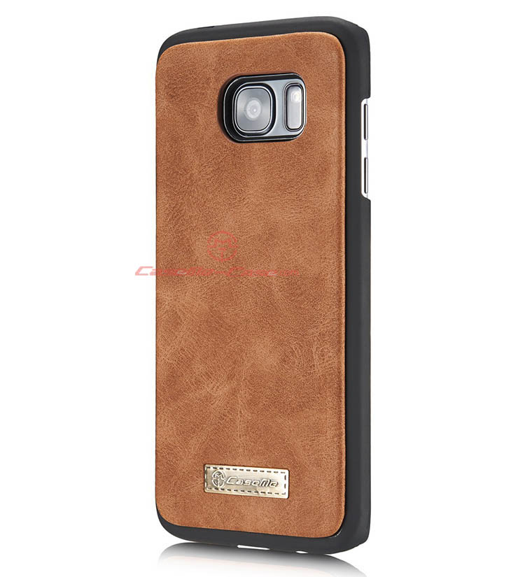 CaseMe 007 Samsung Galaxy S7 Edge Zipper Wallet Detachable 2 in 1 Flip Case Brown