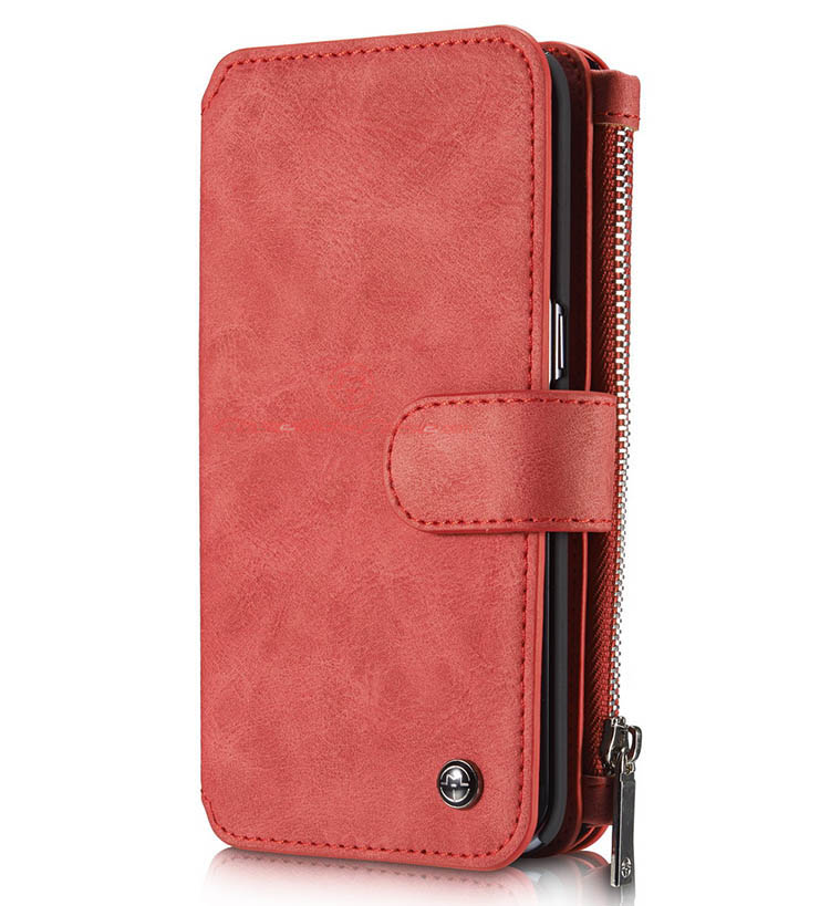 CaseMe 007 Samsung Galaxy S7 Edge Zipper Wallet Detachable 2 in 1 Flip Case Red