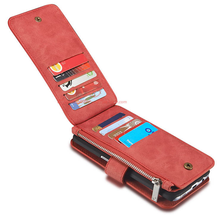 CaseMe 007 Samsung Galaxy S7 Edge Zipper Wallet Detachable 2 in 1 Flip Case Red