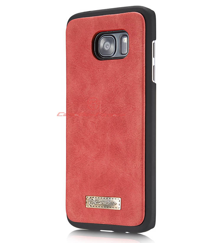 CaseMe 007 Samsung Galaxy S7 Edge Zipper Wallet Detachable 2 in 1 Flip Case Red