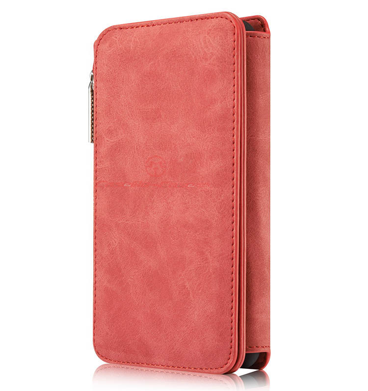 CaseMe 007 iPhone 7 Plus Zipper Wallet Detachable 2 in 1 Flip Case Red