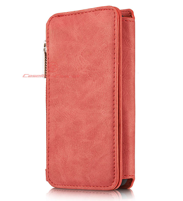 CaseMe 007 iPhone 7 Zipper Wallet Detachable 2 in 1 Flip Case Red