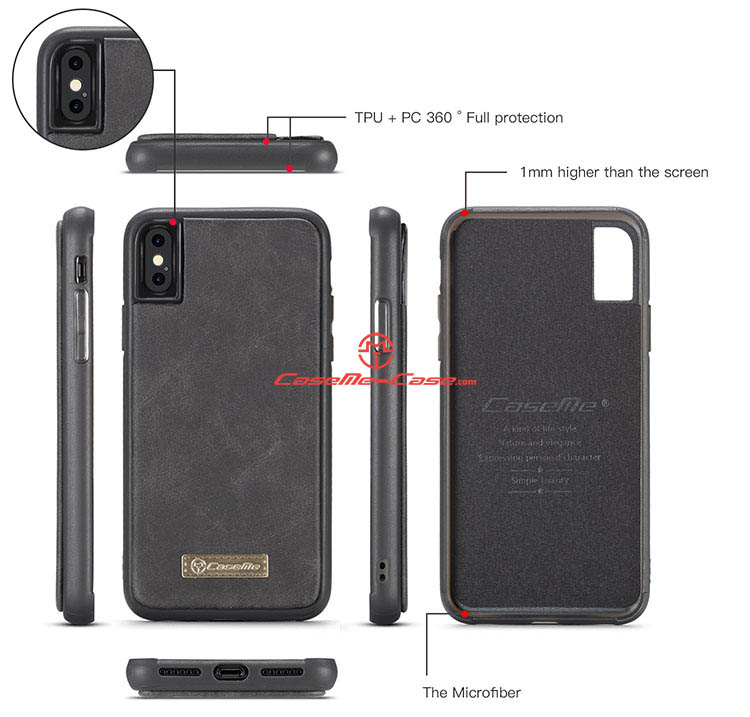 CaseMe iPhone 8 Zipper Wallet Detachable 2 in 1 Flip Case