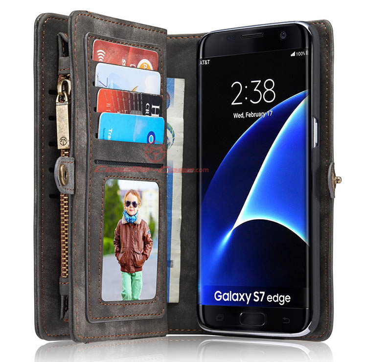 CaseMe 008 Samsung Galaxy S7 Edge Detachable 2 in 1 Zipper Wallet Folio Case Black