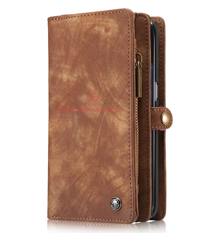 CaseMe 008 Samsung Galaxy S7 Edge Detachable 2 in 1 Zipper Wallet Folio Case Brown