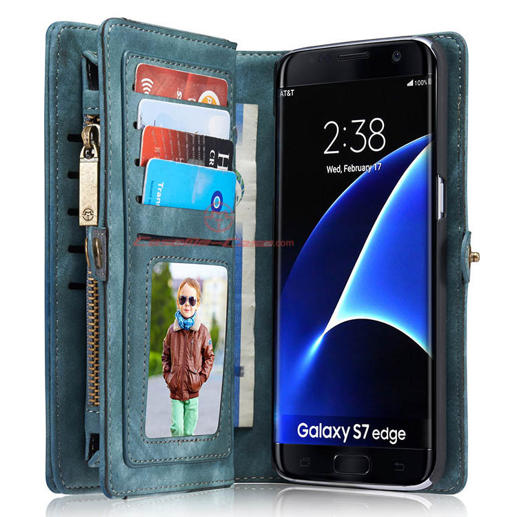 CaseMe 008 Samsung Galaxy S7 Edge Detachable 2 in 1 Zipper Wallet Folio Case Green