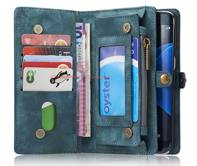 CaseMe 008 Samsung Galaxy S7 Edge Detachable 2 in 1 Zipper Wallet Folio Case Green