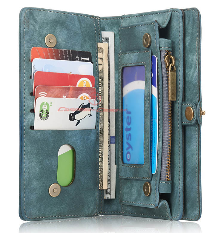 CaseMe 008 Samsung Galaxy S7 Edge Detachable 2 in 1 Zipper Wallet Folio Case Green