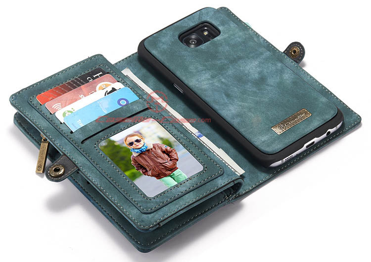 CaseMe 008 Samsung Galaxy S7 Edge Detachable 2 in 1 Zipper Wallet Folio Case Green