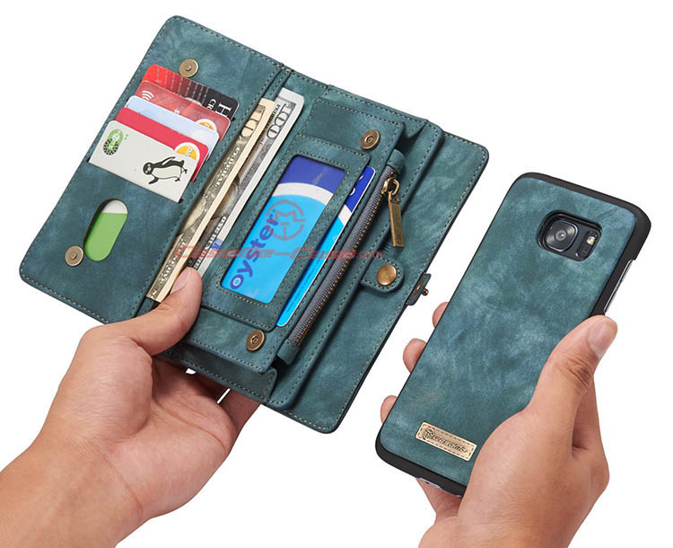 CaseMe 008 Samsung Galaxy S7 Edge Detachable 2 in 1 Zipper Wallet Folio Case Green