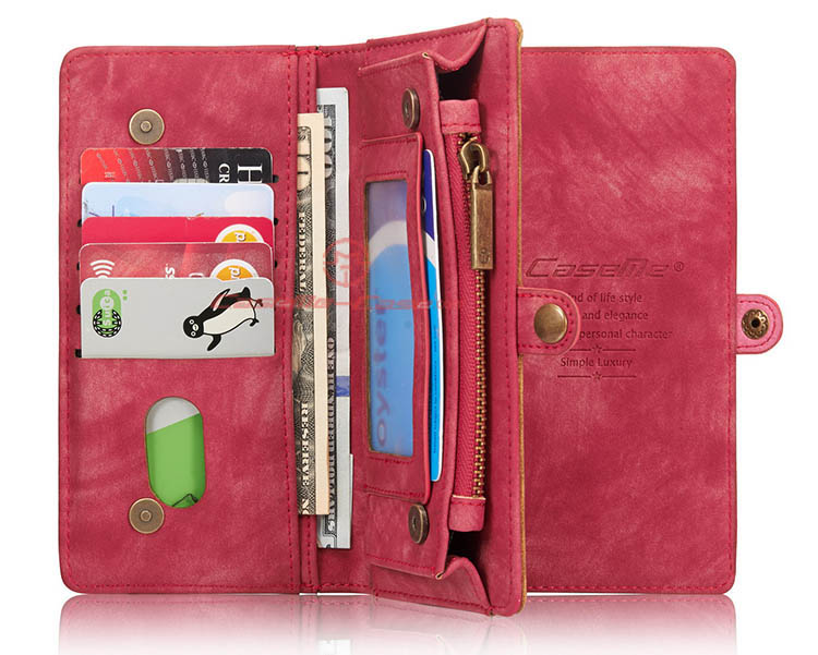 CaseMe 008 Samsung Galaxy S7 Edge Detachable 2 in 1 Zipper Wallet Folio Case Red