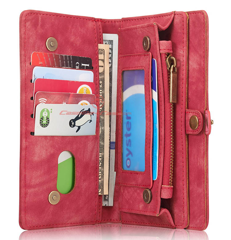 CaseMe 008 Samsung Galaxy S7 Edge Detachable 2 in 1 Zipper Wallet Folio Case Red