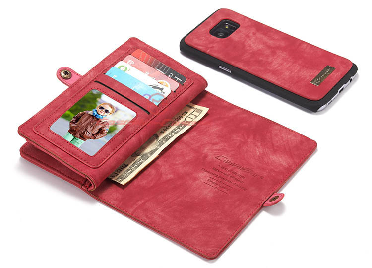 CaseMe 008 Samsung Galaxy S7 Edge Detachable 2 in 1 Zipper Wallet Folio Case Red