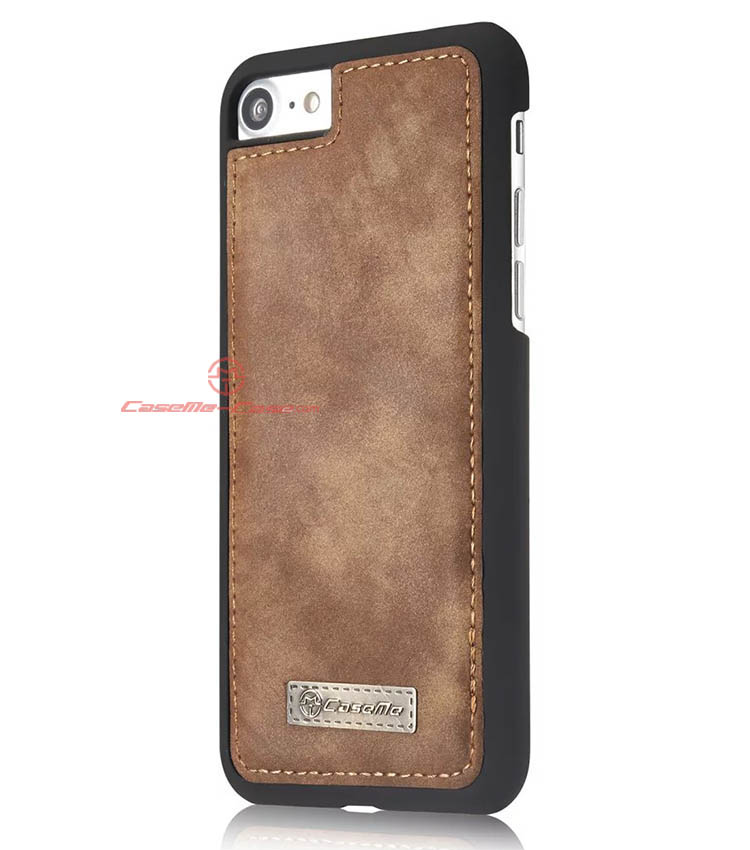 CaseMe 008 iPhone 7 Detachable 2 in 1 Zipper Wallet Folio Case Brown