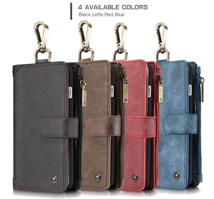 CaseMe 009 iPhone 7 Plus Metal Buckle Zipper Wallet Detachable Folio Case