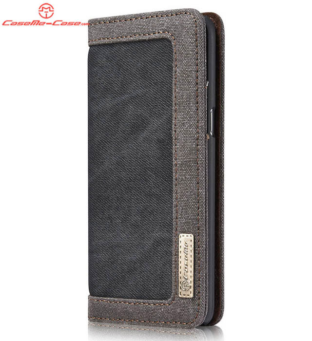 CaseMe Samsung Galaxy S8 Plus Canvas Leather Stand Wallet Case Black