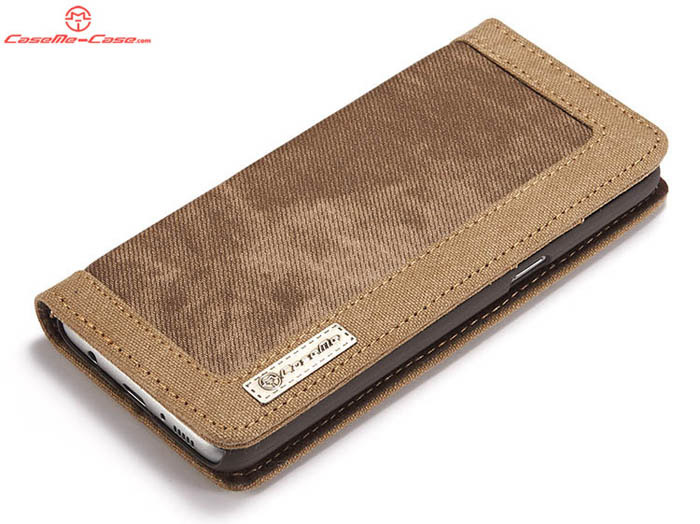 CaseMe Samsung Galaxy S8 Plus Canvas Leather Stand Wallet Case Brown