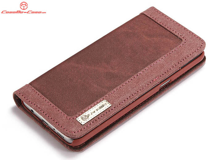 CaseMe Samsung Galaxy S8 Plus Canvas Leather Stand Wallet Case Red