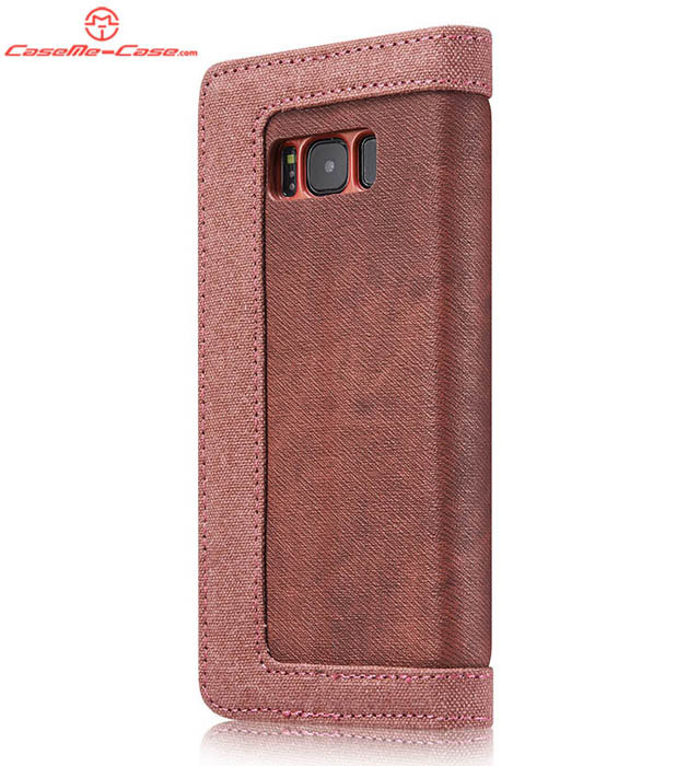 CaseMe Samsung Galaxy S8 Plus Canvas Leather Stand Wallet Case Red