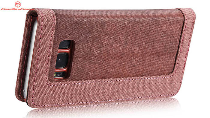 CaseMe Samsung Galaxy S8 Plus Canvas Leather Stand Wallet Case Red