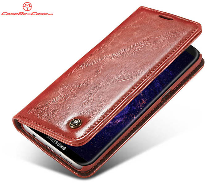 CaseMe Samsung Galaxy S8 Plus Magnetic Flip PU Leather Wallet Case Red