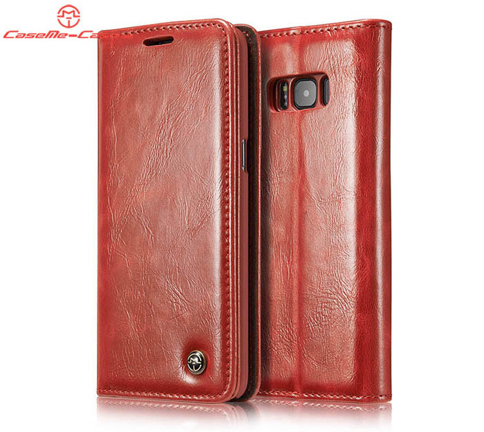 CaseMe Samsung Galaxy S8 Plus Magnetic Flip PU Leather Wallet Case Red