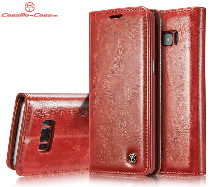 CaseMe Samsung Galaxy S8 Plus Magnetic Flip PU Leather Wallet Case Red